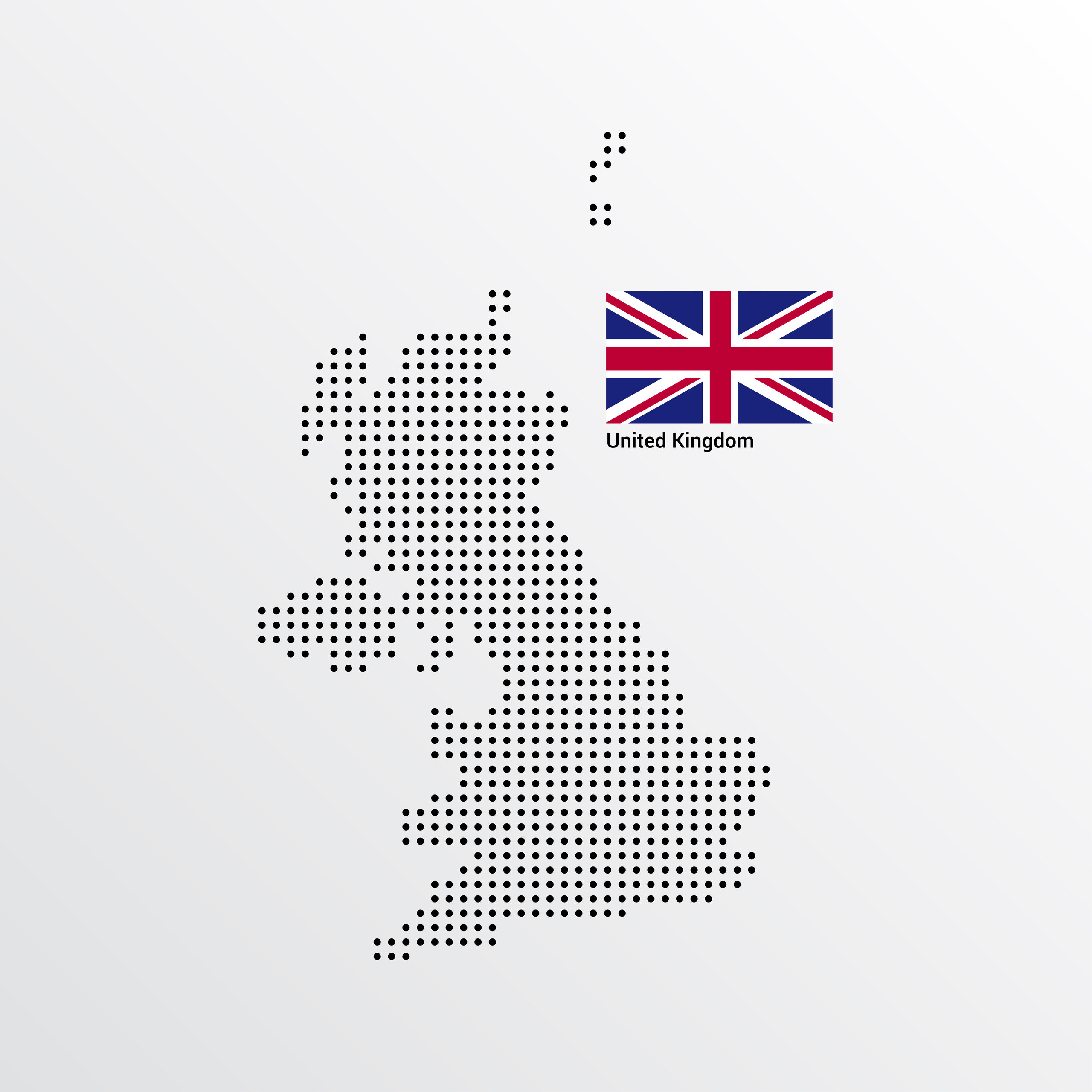 United Kingdom Map design with flag and light background vector