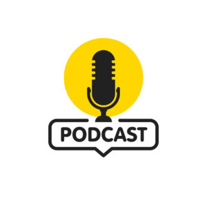 Podcast. Vector flat illustration, icon, logo design on white background