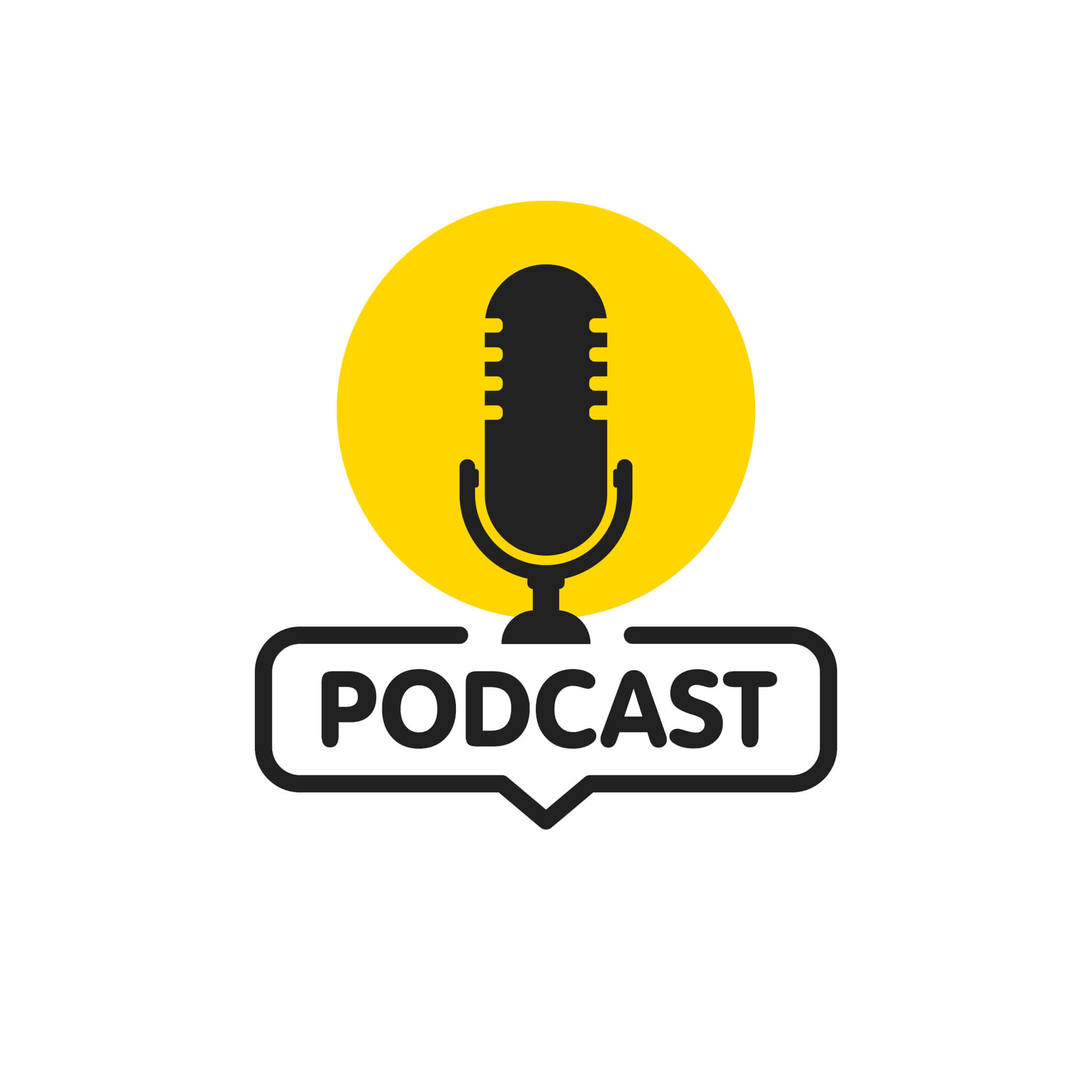 Podcast. Vector flat illustration, icon, logo design on white background